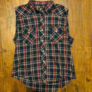 VINTAGE WESTERN SLEEVELESS BUTTON UP SHIRT